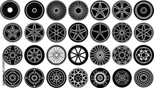 Set of glossy circular vote badges with American flag pattern for United States presidential election political campaigns patriotic voting and democratic government participation.