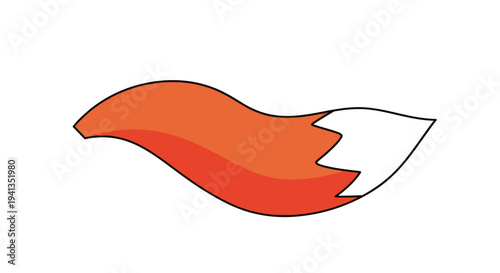 Stylized orange fox tail vector illustration on white background