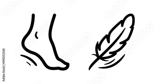 Light footstep icon with feather symbol for softness and gentleness