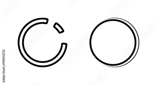 Broken ring trace and perfect circle icons for completion and form with design element with graphic resource
