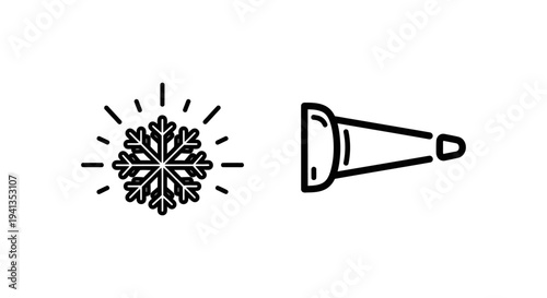 Snowflake and megaphone icons with graphic resource
