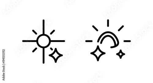 Sunburst and sparkling star icons with graphic resource