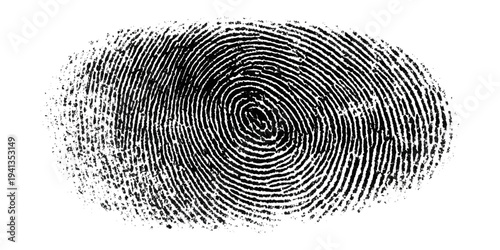 Grunge fingerprint texture abstract black and white thumbprint pattern. vintage distressed ink mark forensic identification retro grungy background design.