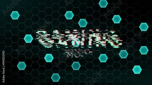 Glitching Hexagonal Network Digital Mining Cryptocurrency Blockchain Technology Abstract Background with Glowing Teal Nodes and Corrupted Text Overlay