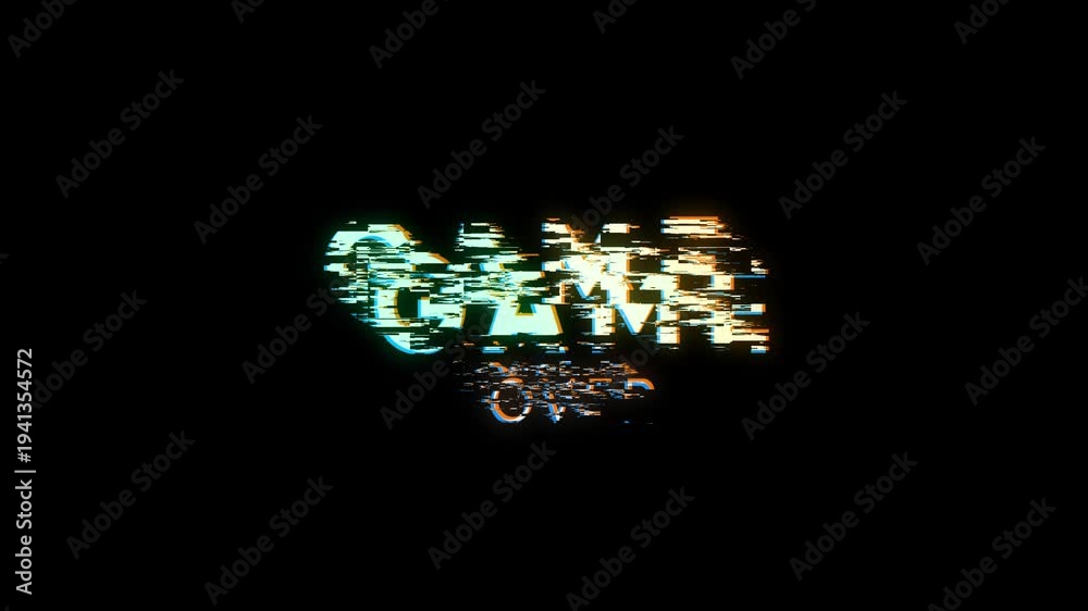 Glitchy Game Over Text Overlay Digital Distortion Effect Retro Gaming ...