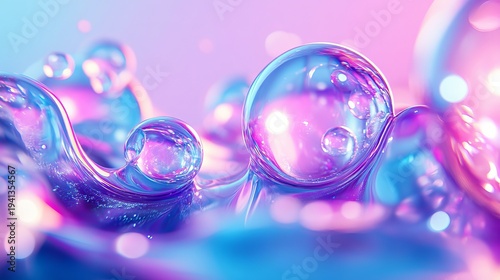 Mesmerizing Liquid Abstract in Gradient Iridescence with Playful Softness and Captivating Fluidity