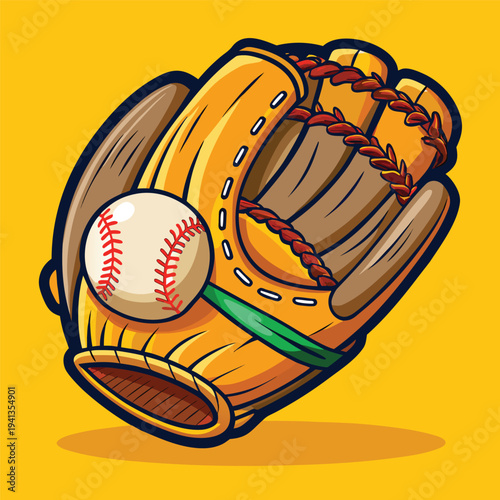 Baseball Glove Catching Ball Vector Illustration