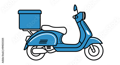 Blue Scooter with Delivery Box Attached.