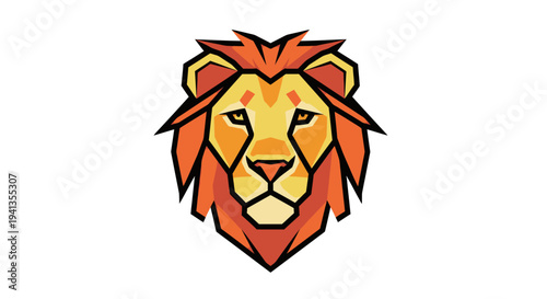 Lion Head Illustration with Vibrant Mane.