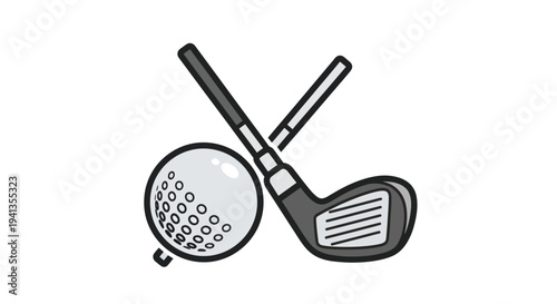 Golf Ball and Golf Clubs Illustration.