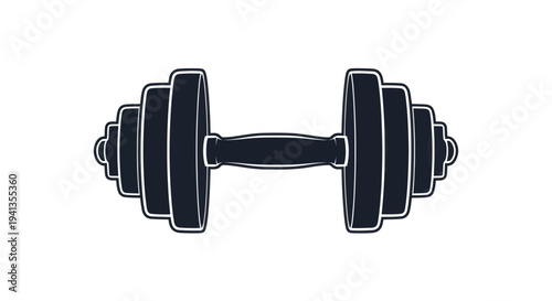 Black Dumbbell Fitness Equipment Illustration.