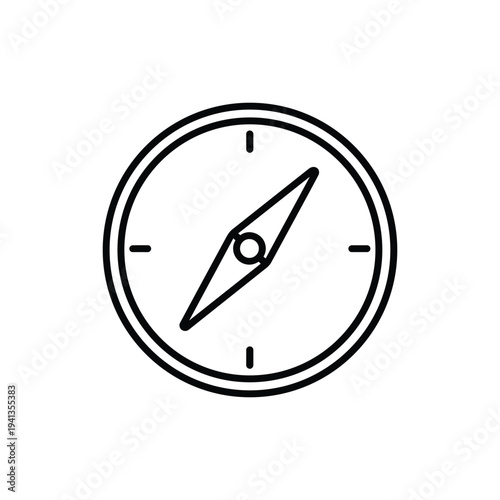 Free Download Minimalist compass icon black and white line vector symbol for maps navigation and travel design - GFXLoad