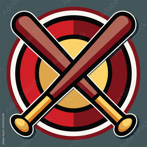 Crossed Baseball Bats Sport Logo Vector Illustration