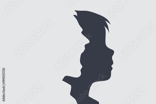 Shouting Father Looms Over Scared Child Silhouette: Dysfunctional Family Trauma, Noise