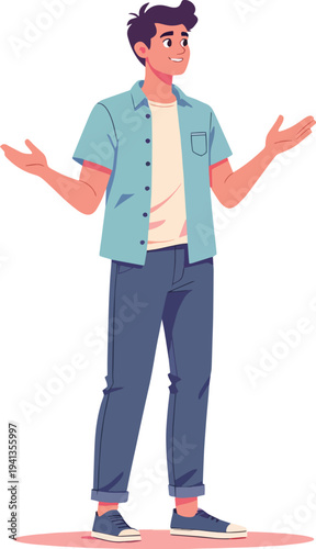 Persona stupita ed emozionata con espressione di sorpresa – illustrazione vettoriale