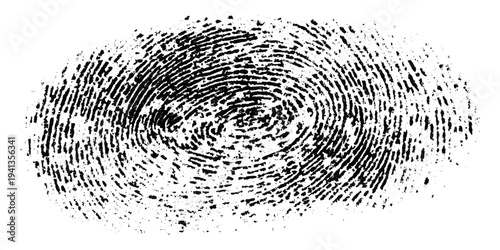 Grunge fingerprint texture abstract black and white thumbprint pattern. vintage distressed ink mark forensic identification retro grungy background design.