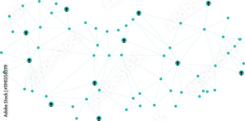 Abstract digital network connection with green nodes and lines vector illustration