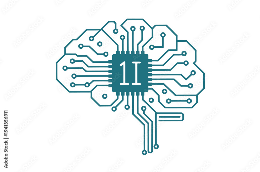 Obraz premium Digital AI Neural Circuit Brain