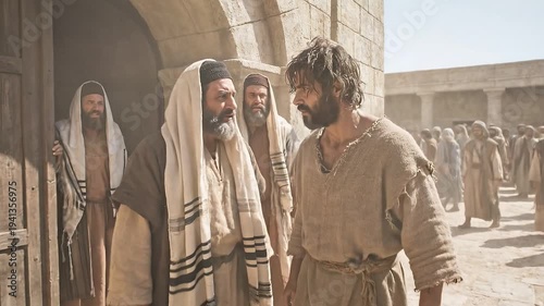 Angry Pharisees Throwing the Healed Man Out of the Temple