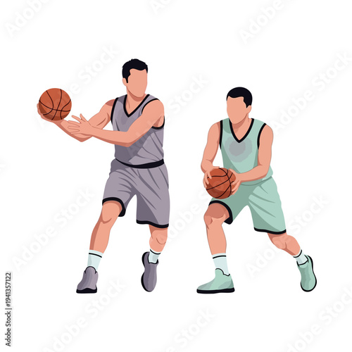 Two Basketball Players in Action