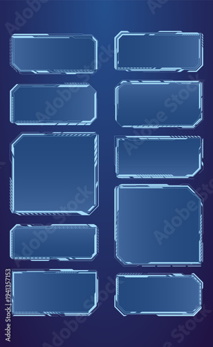 Futuristic interface frames of various shapes. A set of interface design elements. Sketch for creative use.