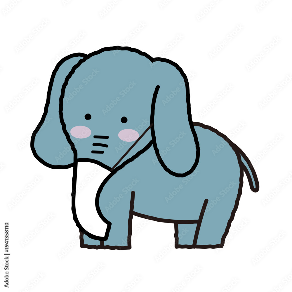 Fototapeta premium マスクをしたぞうのシンプルかわいいイラスト