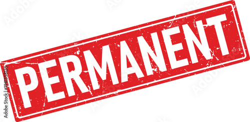 Rectangular Grunge Rubber Stamp Impression with PERMANENT Text Isolated on White