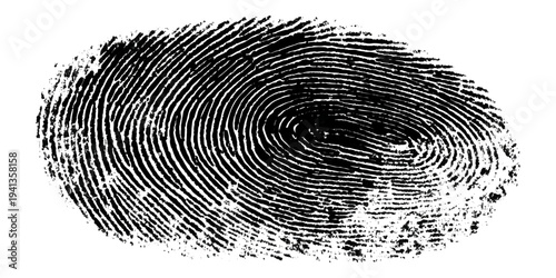 Grunge fingerprint texture abstract black and white thumbprint pattern. vintage distressed ink mark forensic identification retro grungy background design.