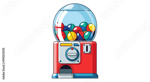Colorful Gumball Machine Filled with Round Candies