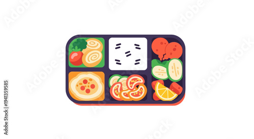 Healthy Bento Box Lunch with Variety of Foods and Fruits