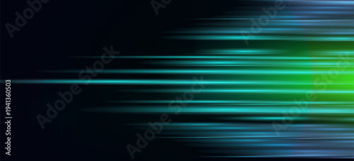 Black modern wide abstract technology background with glowing high-speed and movement light effect. Vector illustration