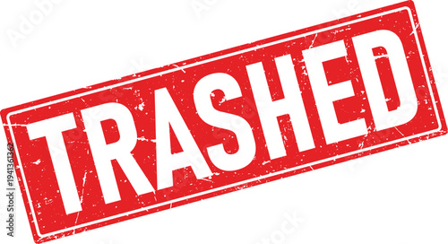 Trashed Red Ink Rubber Stamp Impression on Isolated Transparent Background Design