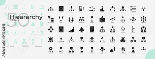 Hiearachy Solid Editable Icons set