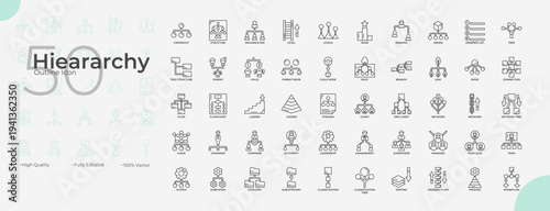 Hiearachy Line Editable Icons set