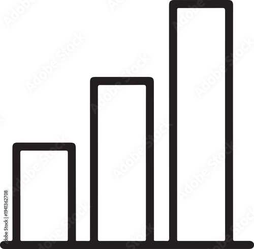 Bar chart icon showing financial growth and data analysis progress for business success line
