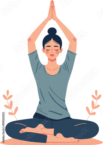 Illustrazione vettoriale di esercizi yoga e meditazione per benessere e relax