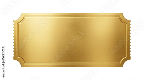 Gold blank ticket with border on white