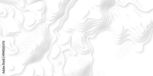 Abstract background vector Abstract wavy line 3d paper cut white background. Abstract pattern with lines. Abstract sea map geographic contour map and topographic contours map background.