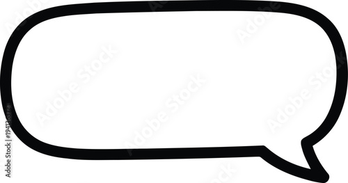 Illustration of a simple black outline of a speech bubble on a for communication or dialogue