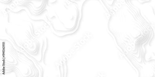 Abstract background vector Abstract wavy line 3d paper cut white background. Abstract pattern with lines. Abstract sea map geographic contour map and topographic contours map background.