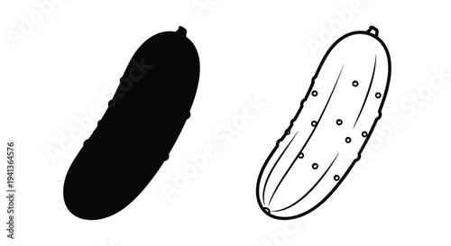 Two cucumbers one solid black the other detailed in black and white