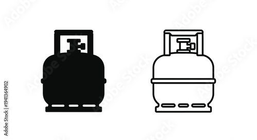 Propane tank comparison solid black silhouette versus white outline version