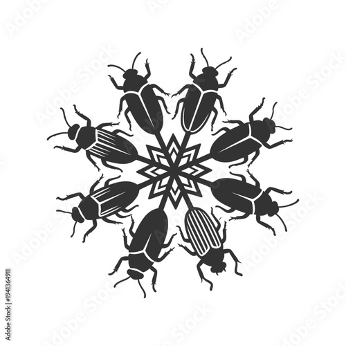 Intricate beetle design with symmetrical insect pattern