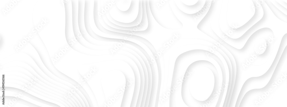 Fototapeta premium Abstract background vector Abstract wavy line 3d paper cut white background. Abstract pattern with lines. Abstract sea map geographic contour map and topographic contours map background.