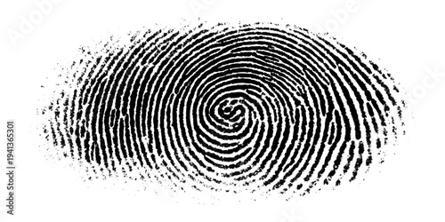 Grunge fingerprint texture abstract black and white thumbprint pattern. vintage distressed ink mark forensic identification retro grungy background design.