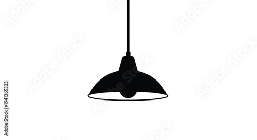Simple black silhouette of a single pendant lamp on a white background