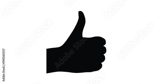 A simple black silhouette of a hand giving a thumbs up gesture
