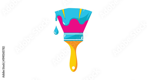Colorful paintbrush with dripping paint a creative artistic tool