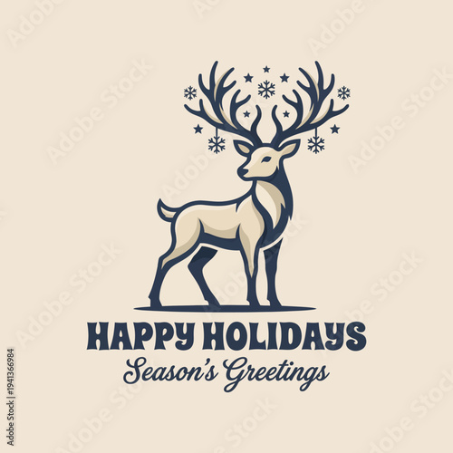 This delightful holiday graphic showcases a reindeer adorned with snowflakes, bringing seasonal cheer and heartwarming greetings to spread joy and celebration.