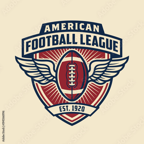 This logo represents the American Football League, showcasing a football surrounded by wings, a testament to sports history since its establishment in 1920.